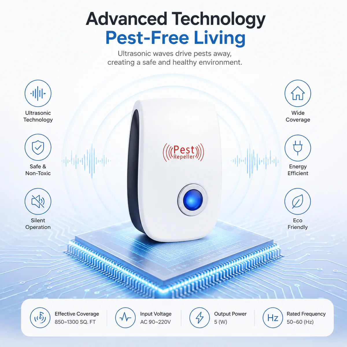 Ultrasonic Pest Repeller For Rat, Mice, Cockroach, Insects, Ants