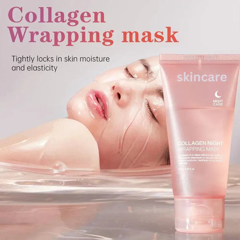 Biocollagen Night Wrapping Mask with Real Collagen Peel Off Facial Mask For Glowing Skin - 75 ml
